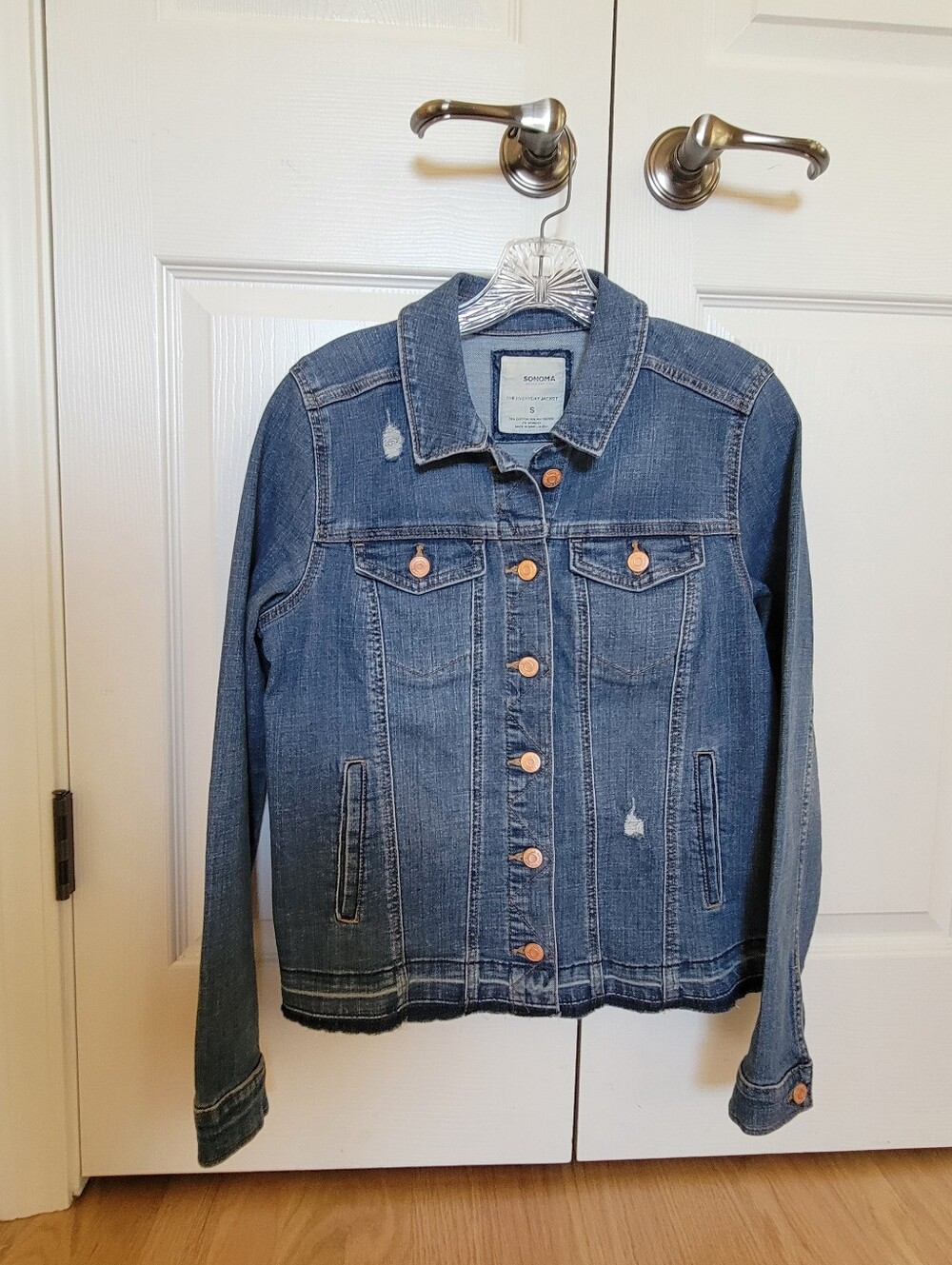 Sonoma Distressed Style Jean Jacket Cotton Blend